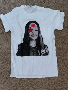 White Graphic Kids Tee with Red Star Accent